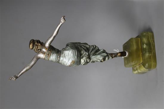 An Art Deco silvered bronze figure of a dancing girl, Paul Phillipe, on signed onyx plinth, height 26.5cm